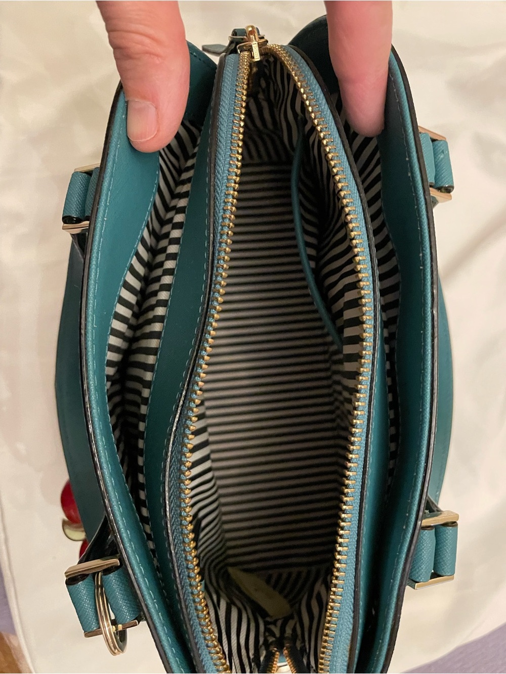kate spade Teal Dome Satchel with Cherry Charm - Picture 3 of 12